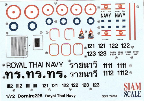Donier-228 Royal Thai Navy Decal 1/72 1
