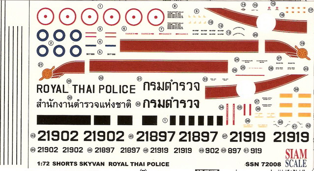 Short Skyvan Royal Thai Police 1/72 Decal 1
