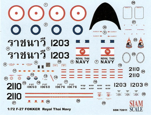 F-27 Fokker Royal Thai Navy 1/72 Decal 1