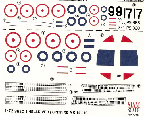 SB2C-5 Helldiver/Spitfire Mk. 14/19 RTAF 1/72 Decal 1