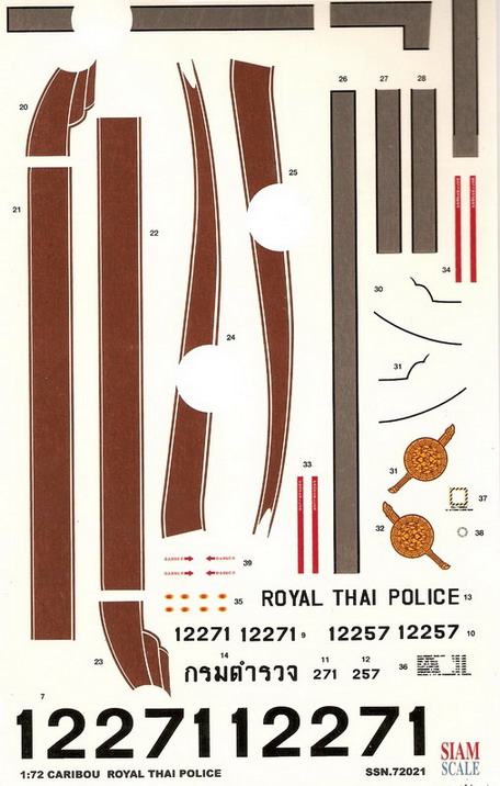 Caribou Royal Thai Police 1/72 Decal 1