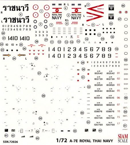 A-7E Corsair II Royal Thai Navy 1/72 Decal 1