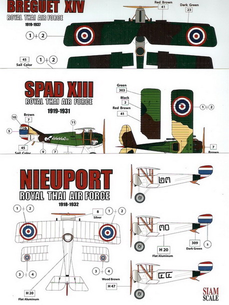 Breguet 14/Spad13/Nieuport RTAF 1/72 Decal