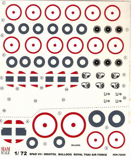 Spad VII / Bristol Bulldog RTAF 1/72 Decal 1
