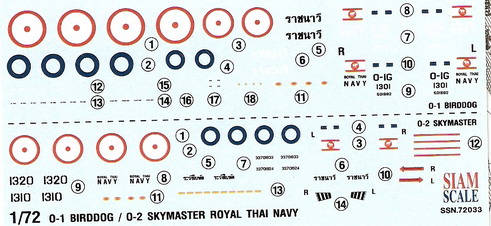O-1 Birddog/O-2 Skymaster Royal Thai Navy 1/72 Decal 1