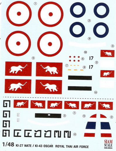 KI-27 NATE / KI-43 OSCAR RTAF 1/48 Decal 1
