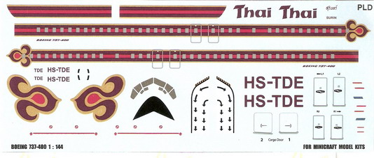 Boeing 737-400 Thai 1/144 Decal for Minicraft 1
