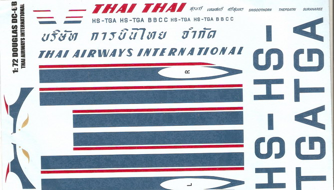 Douglas DC-6 Thai Airways International 1/72 Decal for Heller 1
