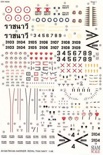 AV-8S Harrier Royal Thai Navy 1/48 Decal 1