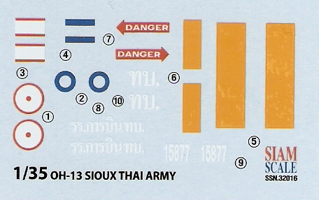 OH-13 Sioux Royal Thai Army 1/35 Decal 1