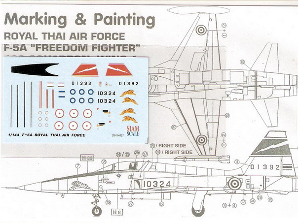 F-5A RTAF 1/144 Decal