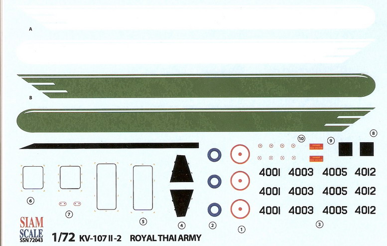 KV-107II-2 Royal Thai Army 1/72 Decal 1
