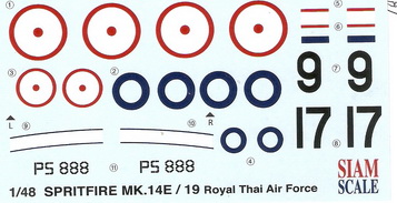 Spitfire Mk.14E/19 Royal Thai Air Force 1/48 Decal 1