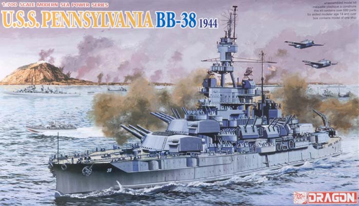 U.S.S. Pennsylvania BB-38, \quot;Super-dreadnought\quot; Battleship, 1944 1/700 Dragon