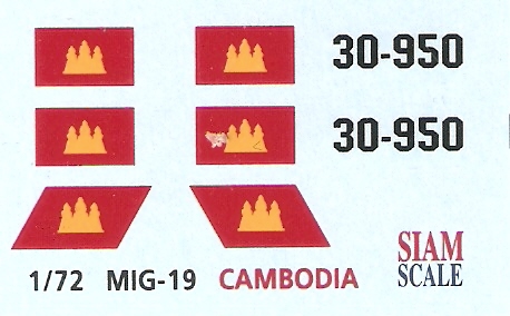 Mig-19 Cambodia 1/72 Decal 1