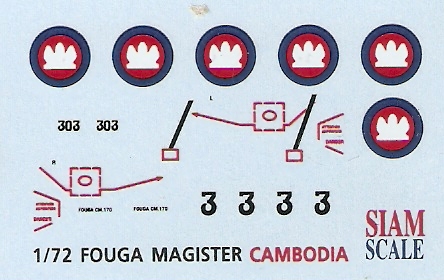 Fouga Magister Cambodia 1/72 Decal 1