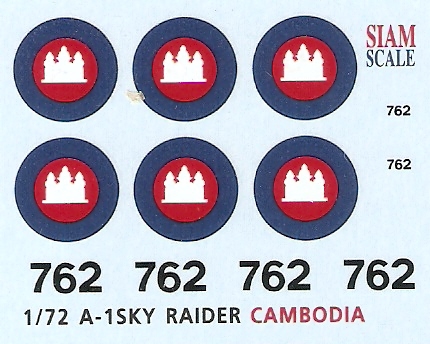 A-1 Skyraider Cambodia 1/72 Decal 1