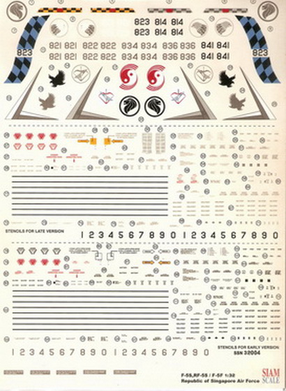 F-5S,RF-5S/F-5F Rebublic of Singapore Air Force 1/32 Decal 1