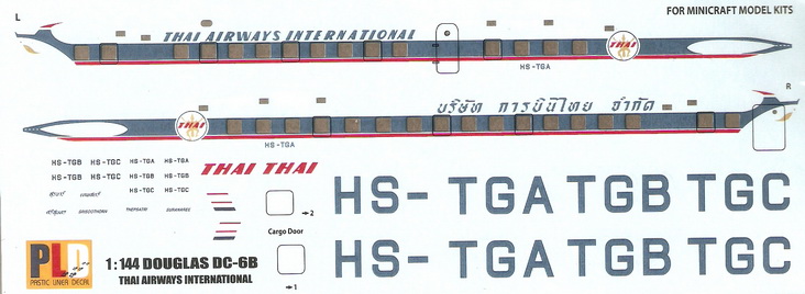 Douglas DC-6B Thai Airways International 1/144 Decal. 1