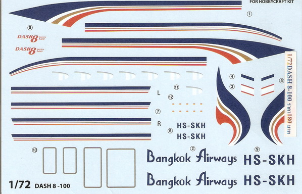 Dash 8-100 Bangkok Airways 1/72 Decal 1