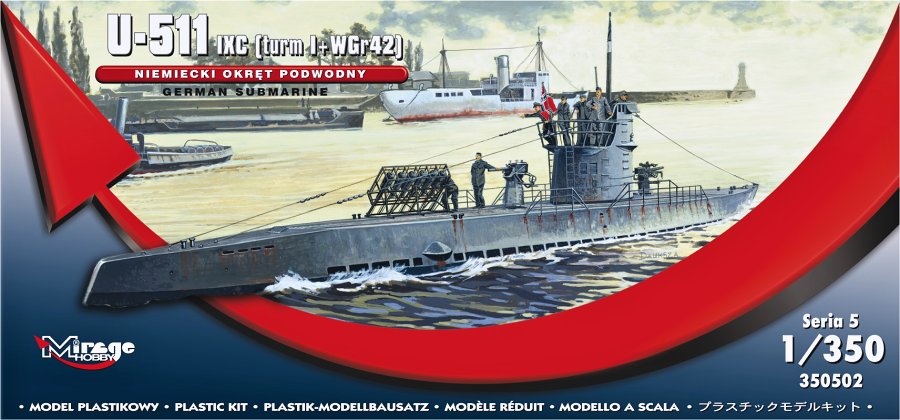 German U-Boot U-511-IX C [turm I+WGr42] 1/350 Mirage Hobby