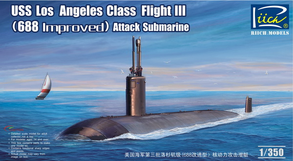 USS Los Angeles Class Flight III (688 Improved) Attack submarine 1/350 Rich Model