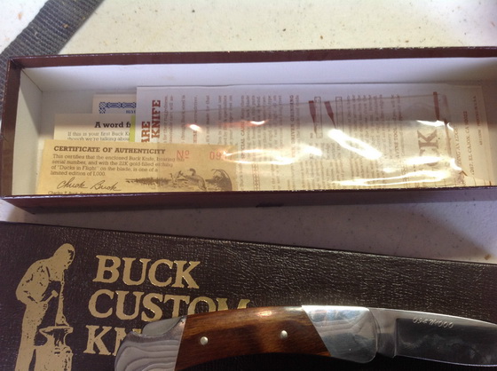 มีดพับคัสตอมเกรดสะสม BUCK KNIFE Custom 500 etched blade -Ducks in flight 6