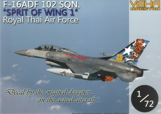 F-16B 102 Sqn. SPIRIT OF WING 1 RTAF (20th Anniversary) 1/72 Decal