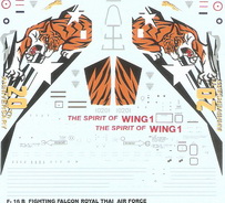 F-16B 102 Sqn. SPIRIT OF WING 1 RTAF (20th Anniversary) 1/72 Decal 1