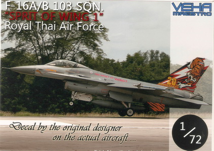 F-16A/B 103 Sqn. SPIRIT OF WING 1 RTAF (20th Anniversary) 1/72 Decal