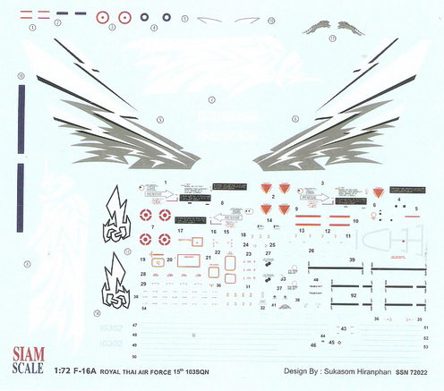 F-16A RTAF 50,000 Hours (15th Anniversary) 1/72 Decal 1