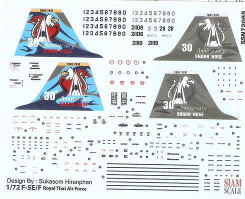 F-5E/F RTAF 30 Anniversary Shark Nose 1/72 Decal 1