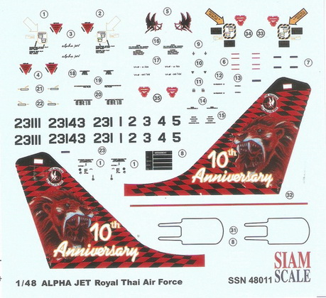 Alpha Jet RTAF 10 Anniversary 1/48 Decal 1