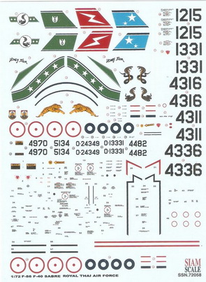 F-86F-40 Sabre 1/72 Decal with instruction sheet 1