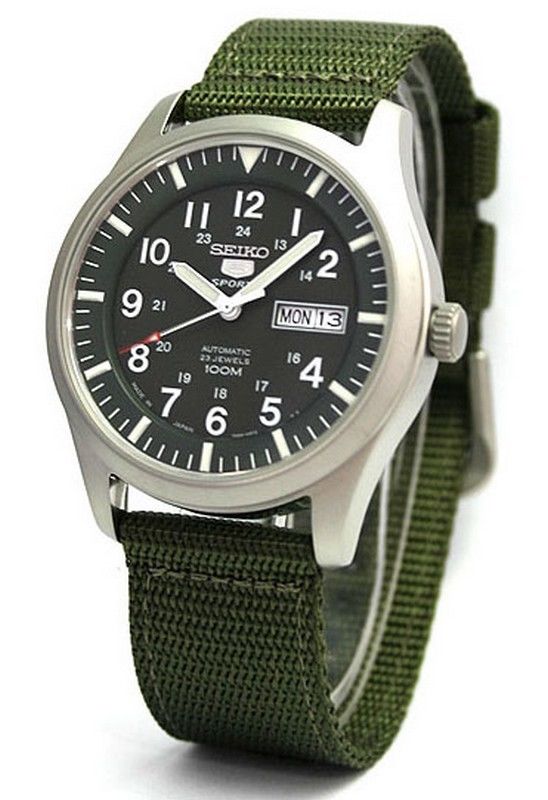 นาฬิกาทรงทหาร Seiko 5 SNZG09J1 Automatic Green Nylon