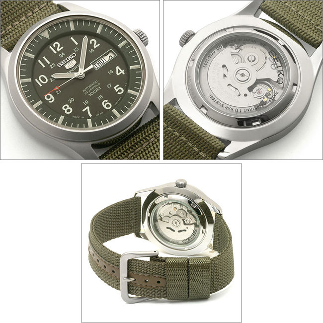 นาฬิกาทรงทหาร Seiko 5 SNZG09J1 Automatic Green Nylon 1