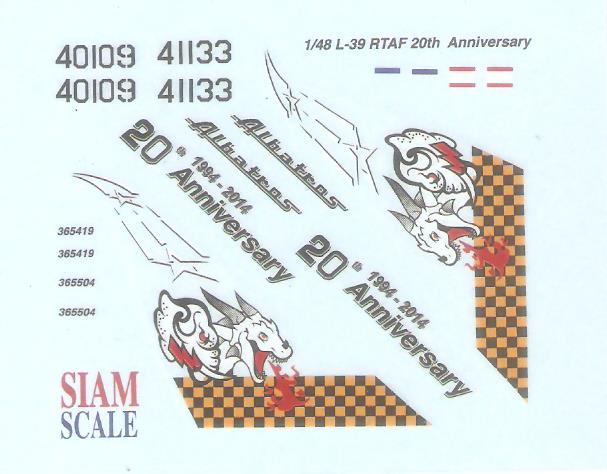 L-39 RTAF 20th Anniversary 1/48 Decal 1