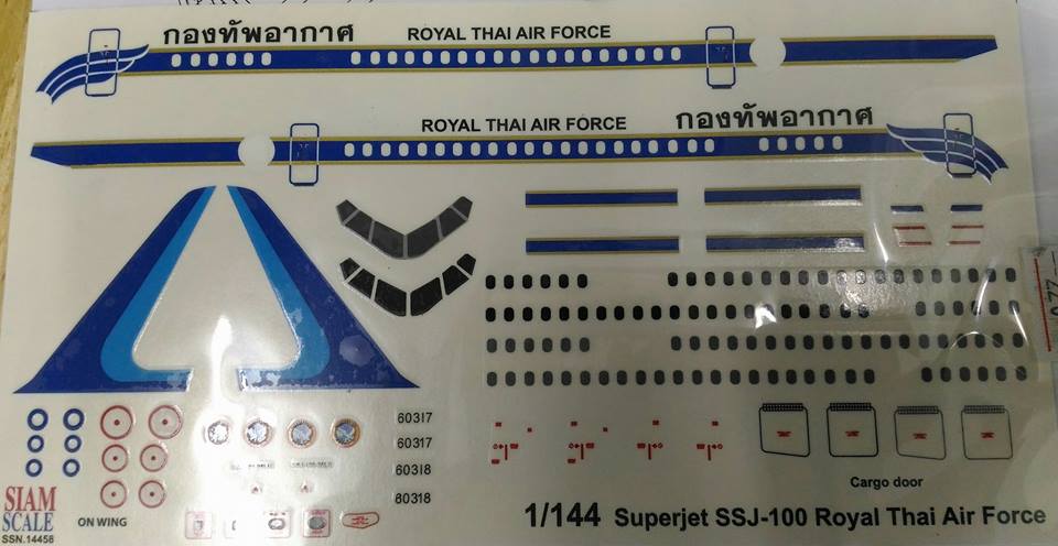Sukhoi Superjet SSJ-100 RTAF 1/144 Decal 1