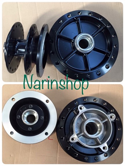 ดุมหน้าดิส 4 รู-ดุมหลังดิส สีดำ Kawasaki-KR 1