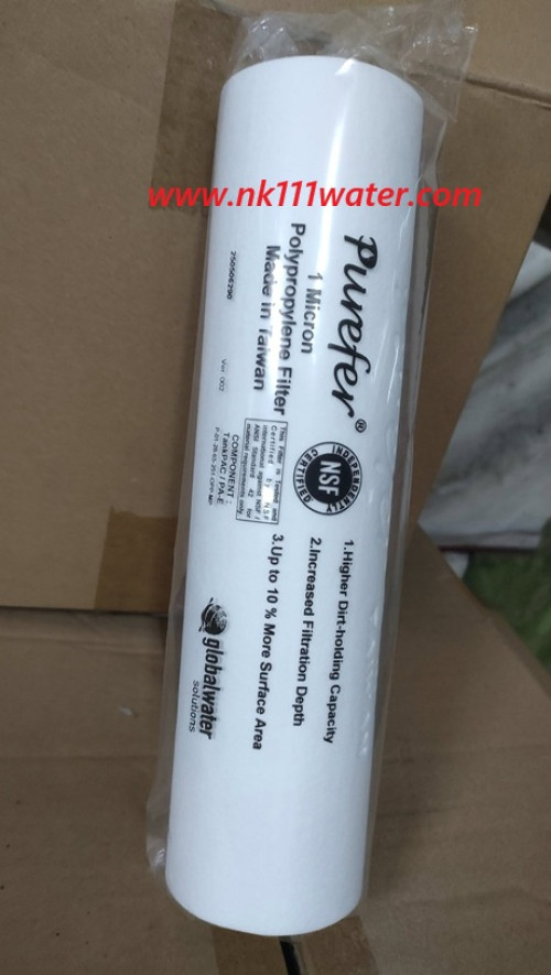 ไส้กรองหยาบ 1ไมครอน 10นิ้ว ไต้หวัน มี  NSF ยี่ห้อ เพียวเฟอร์ Purefer 4