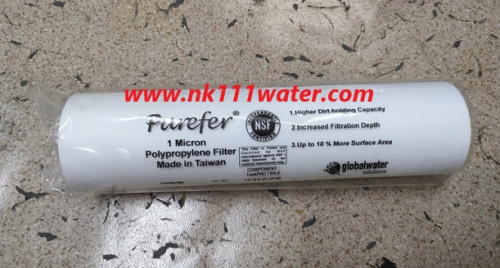 ไส้กรองหยาบ 1ไมครอน 10นิ้ว ไต้หวัน มี  NSF ยี่ห้อ เพียวเฟอร์ Purefer 3
