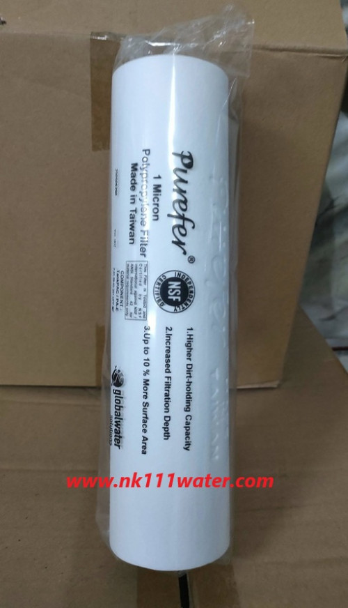ไส้กรองหยาบ 1ไมครอน 10นิ้ว ไต้หวัน มี  NSF ยี่ห้อ เพียวเฟอร์ Purefer 5