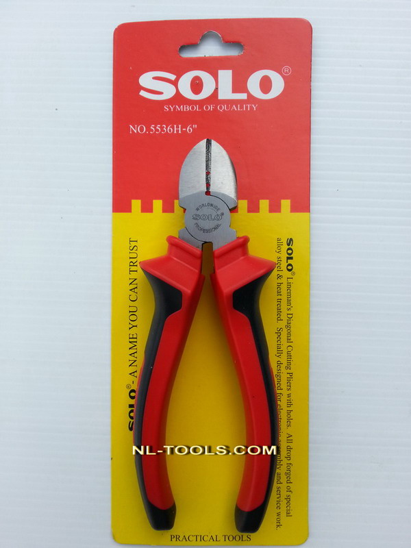 คีมปากตัด มีรู ด้ามแดง SOLO NO.5536H-6 นิ้ว(IM) (เครื่องมือช่าง)