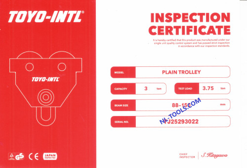รอกวิ่งเหล็กบีม TOYO, 3 TON  (รอกโซ่)(เครื่องมือช่าง)(KJW) 7