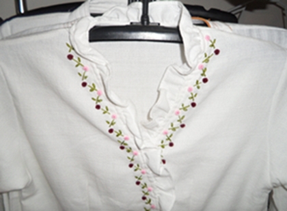 เสื้อผ้าฝ้ายปักดอกตัวหนอนระบายแขนสั้น 4