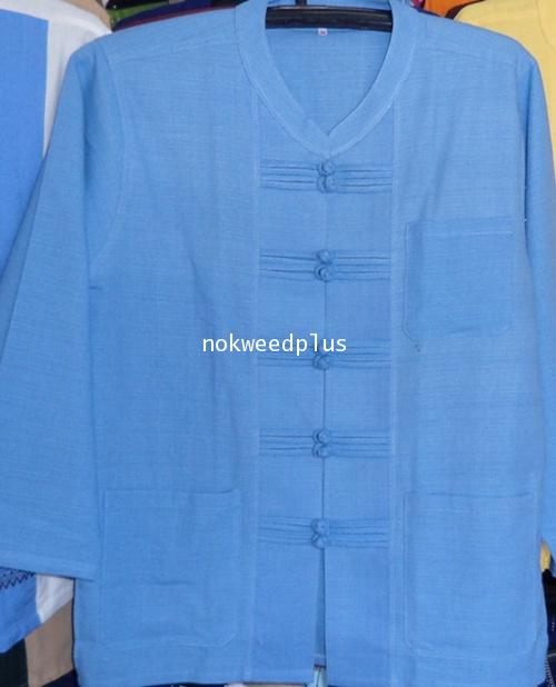 เสื้อผ้าฝ้ายคอจีนกระดุมจีนขอดคู่แขนยาว 1