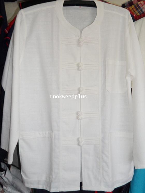 เสื้อผ้าฝ้ายคอจีนกระดุมจีนขอดคู่แขนยาว 5