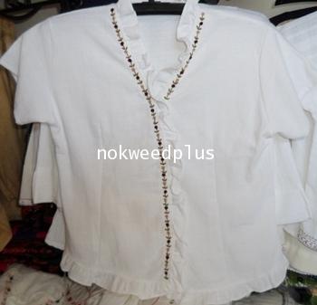 เสื้อผ้าฝ้ายปักดอกตัวหนอนระบายแขนสั้น 3