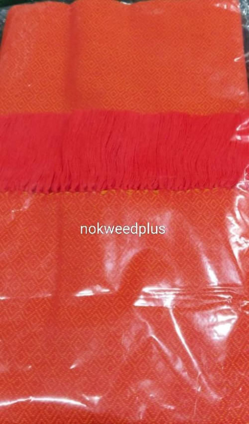 ผ้าคลุมไหล่พระ ผ้าทอไหมประดิษฐ์ผสมไหมพรมยกดอกลายลูกแก้ว 3