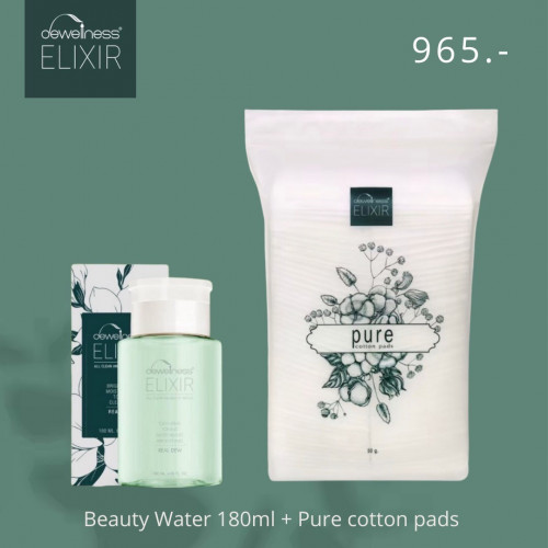 (รวมส่ง) DEWellness Beauty water 180ml + Pure cotton pads 50g. 0